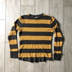Yellow Gold Gray Striped Long Sleeve Thermal Shirt
